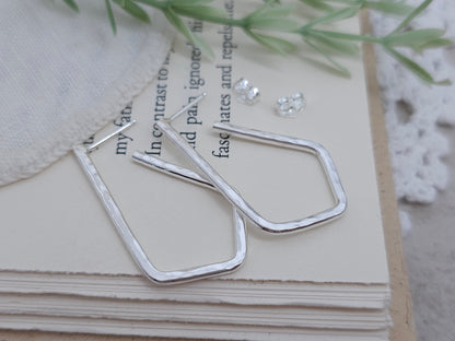 Sterling Silver Chevron Hoops