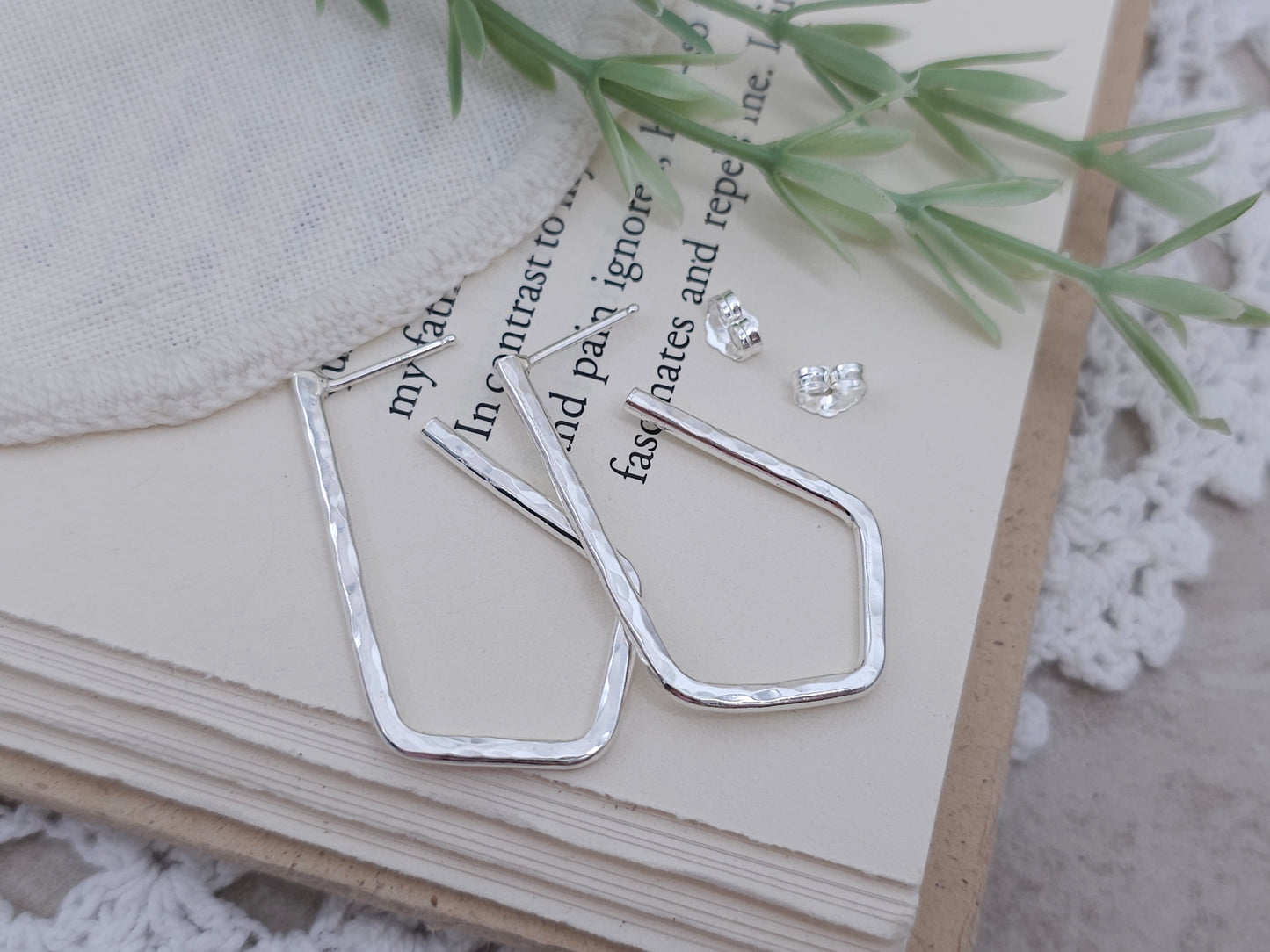 Sterling Silver Chevron Hoops