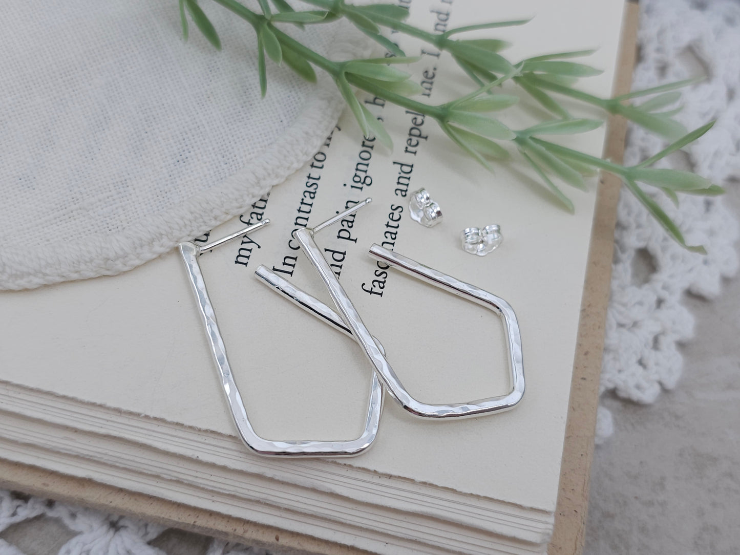 Sterling Silver Chevron Hoops