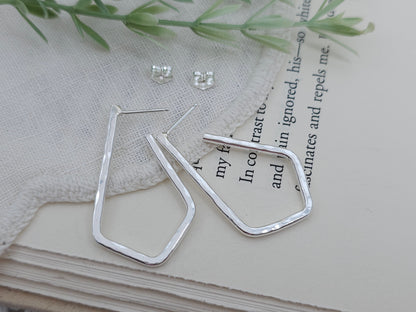 Sterling Silver Chevron Hoops