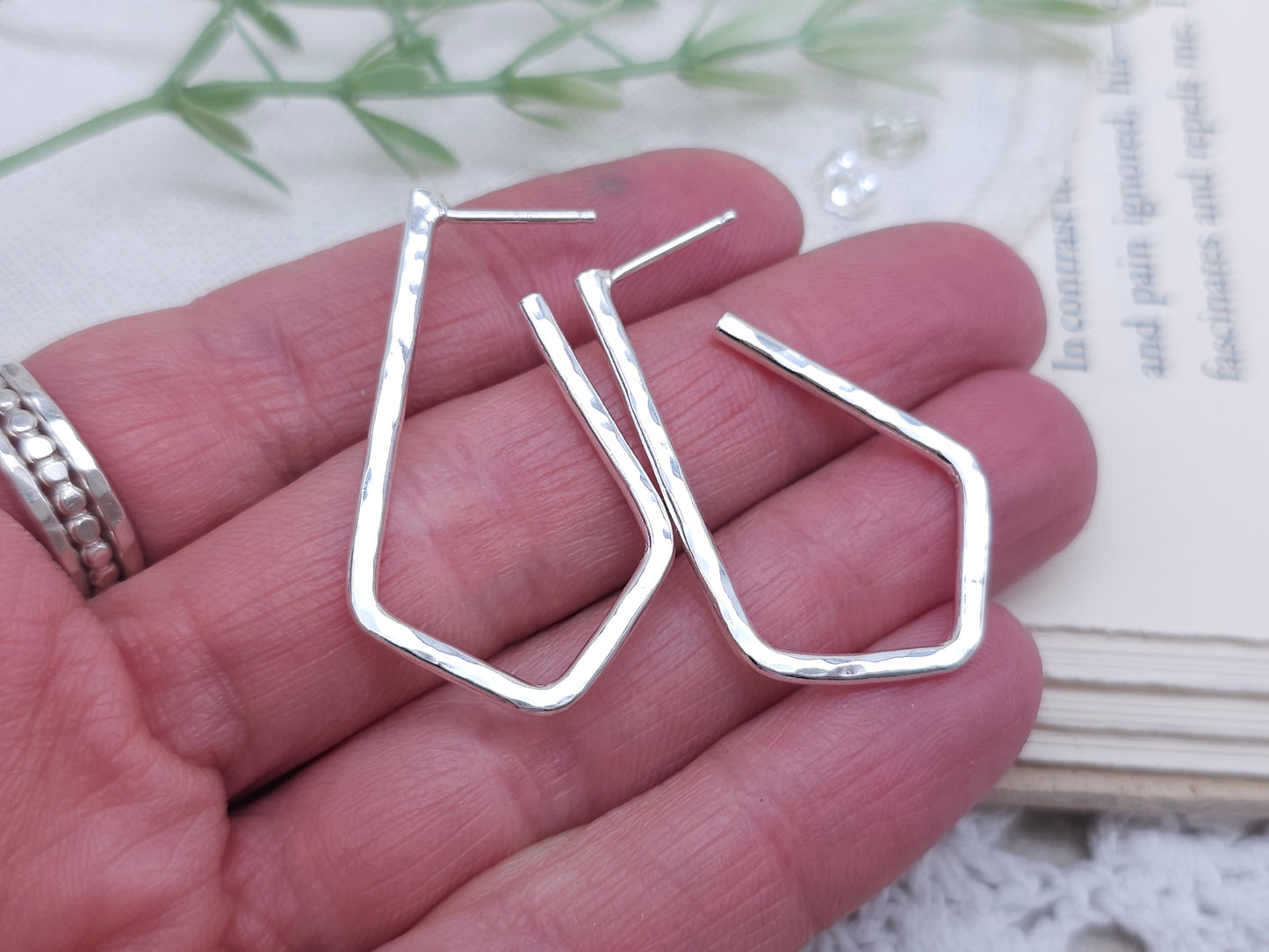 Sterling Silver Chevron Hoops