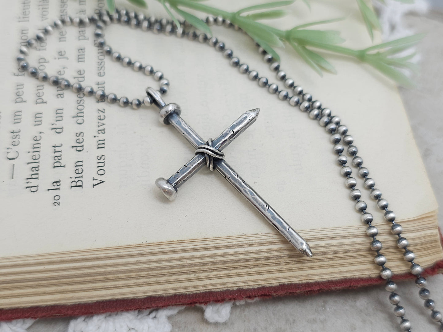 Men's Sterling Rustic Nail Cross Necklace