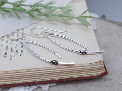 Sterling Silver Curved Double Bar Earrings