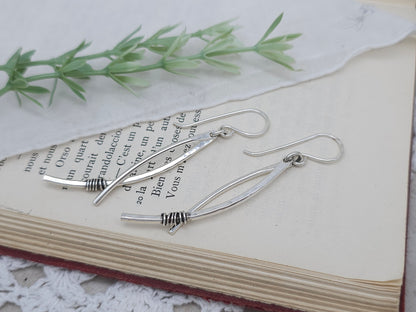 Sterling Silver Curved Double Bar Earrings