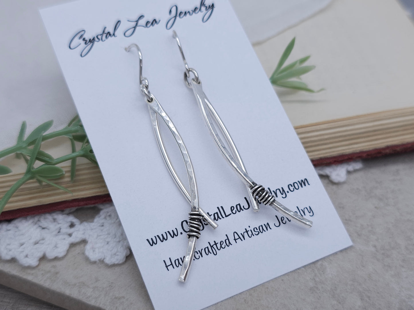 Sterling Silver Curved Double Bar Earrings