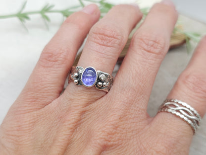 Sterling Silver & Tanzanite Luna Fire Ring Size 6