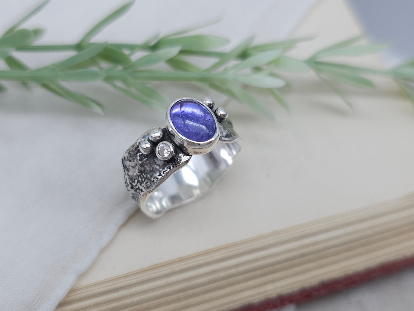 Sterling Silver & Tanzanite Luna Fire Ring Size 6