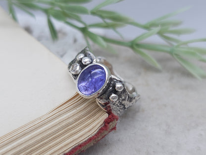 Sterling Silver & Tanzanite Luna Fire Ring Size 6