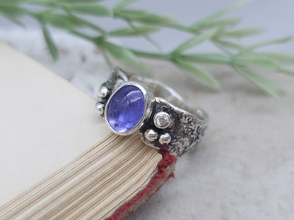 Sterling Silver & Tanzanite Luna Fire Ring Size 6