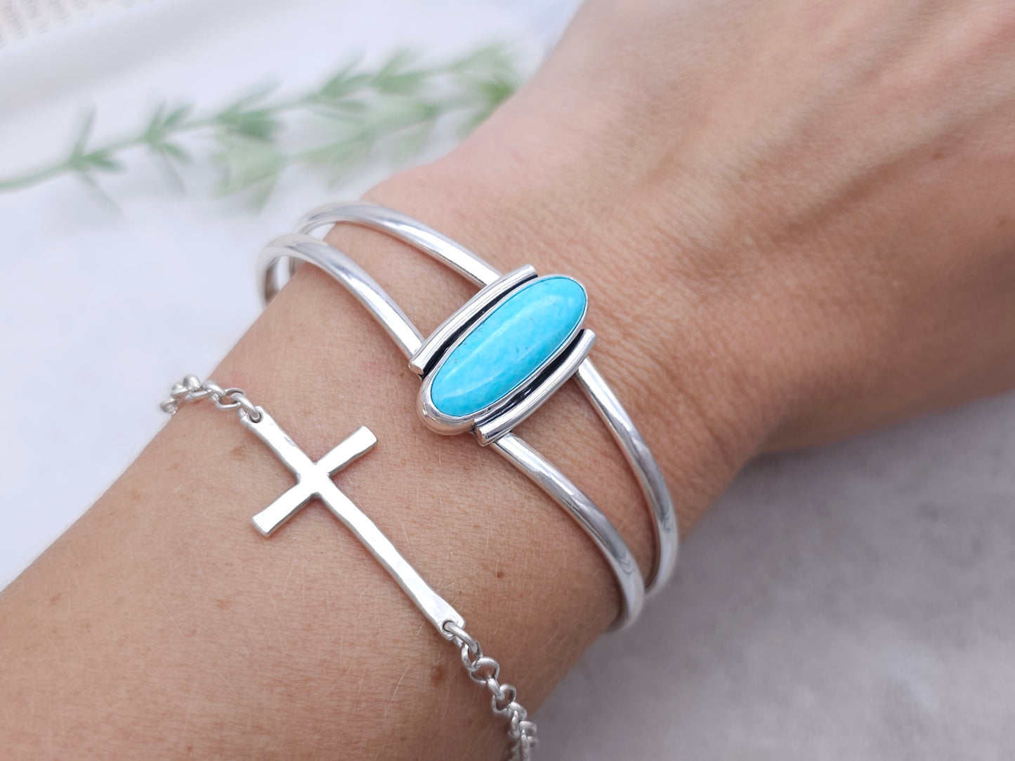 Sterling Silver & Kingman Turquoise Cuff