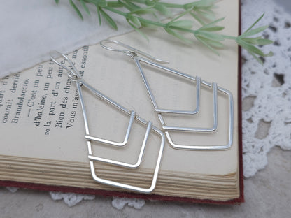 Sterling Silver Chevron Dangle Earrings