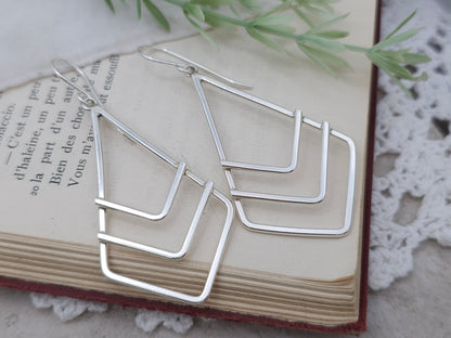 Sterling Silver Chevron Dangle Earrings