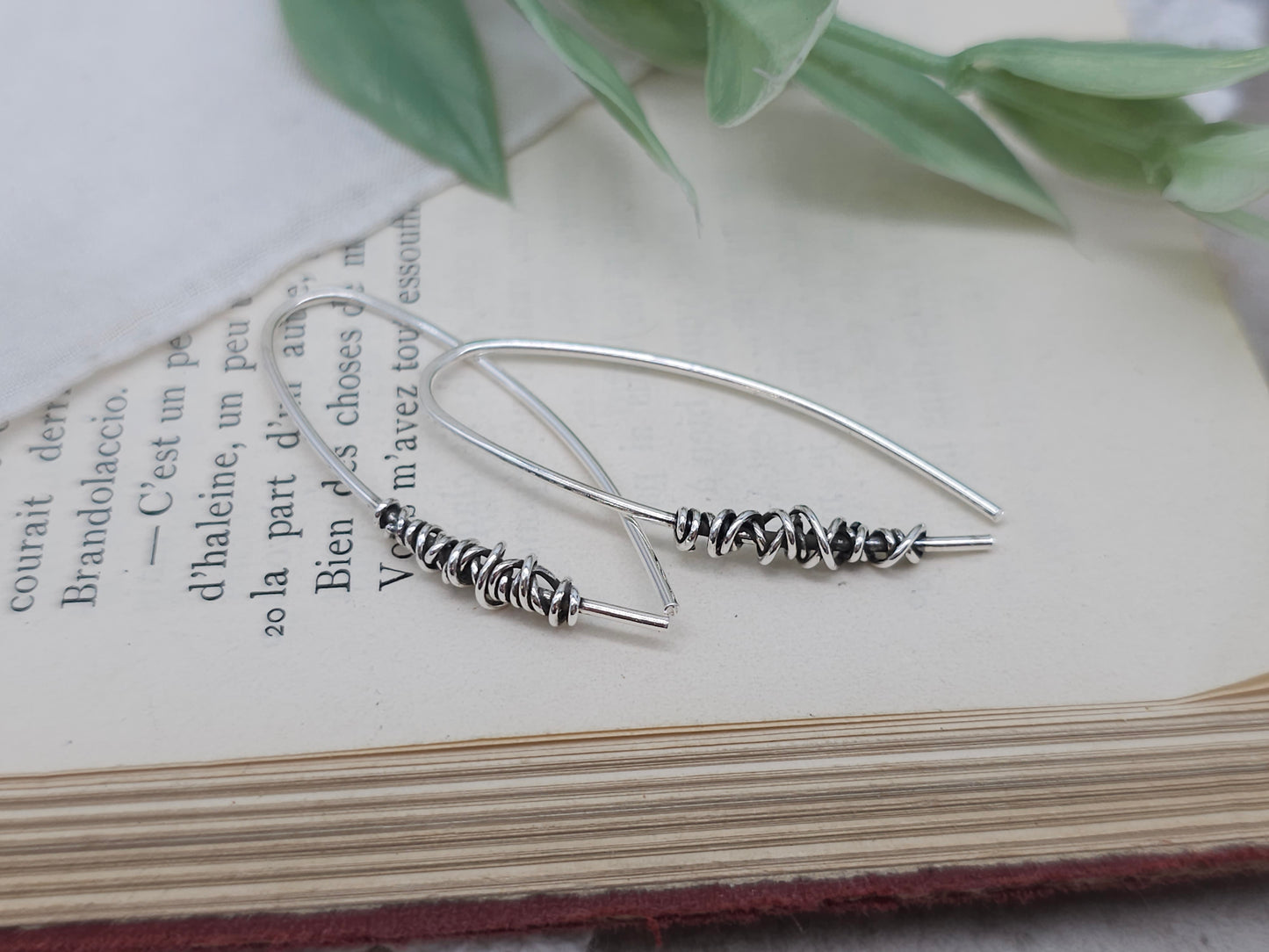 Sterling Silver Wrapped Threader Earrings