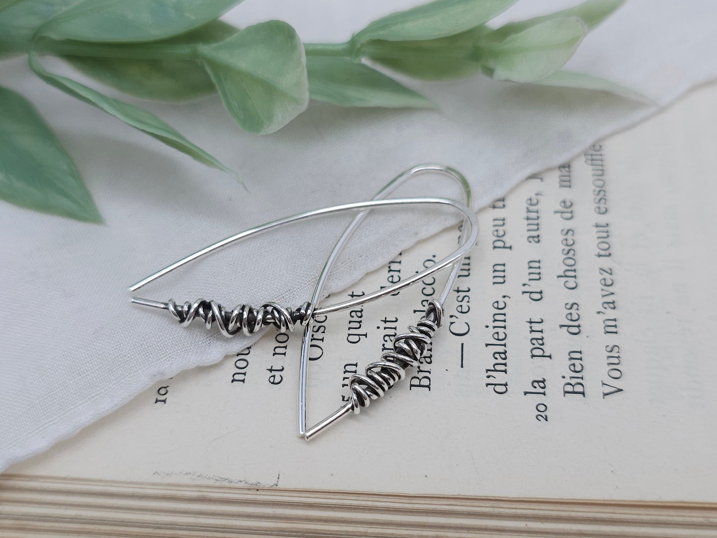 Sterling Silver Wrapped Threader Earrings