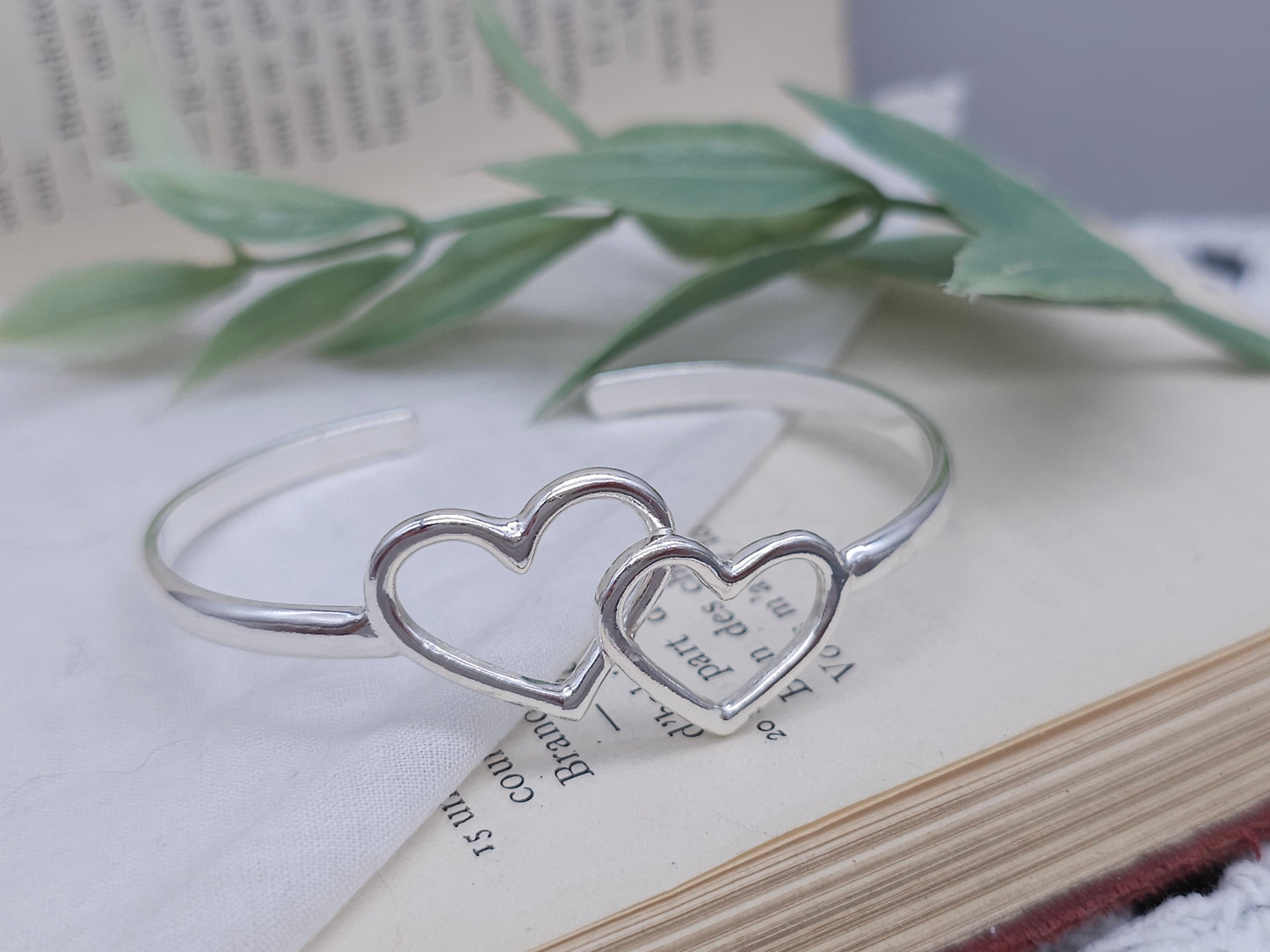 Sterling Silver Double Heart Cuff