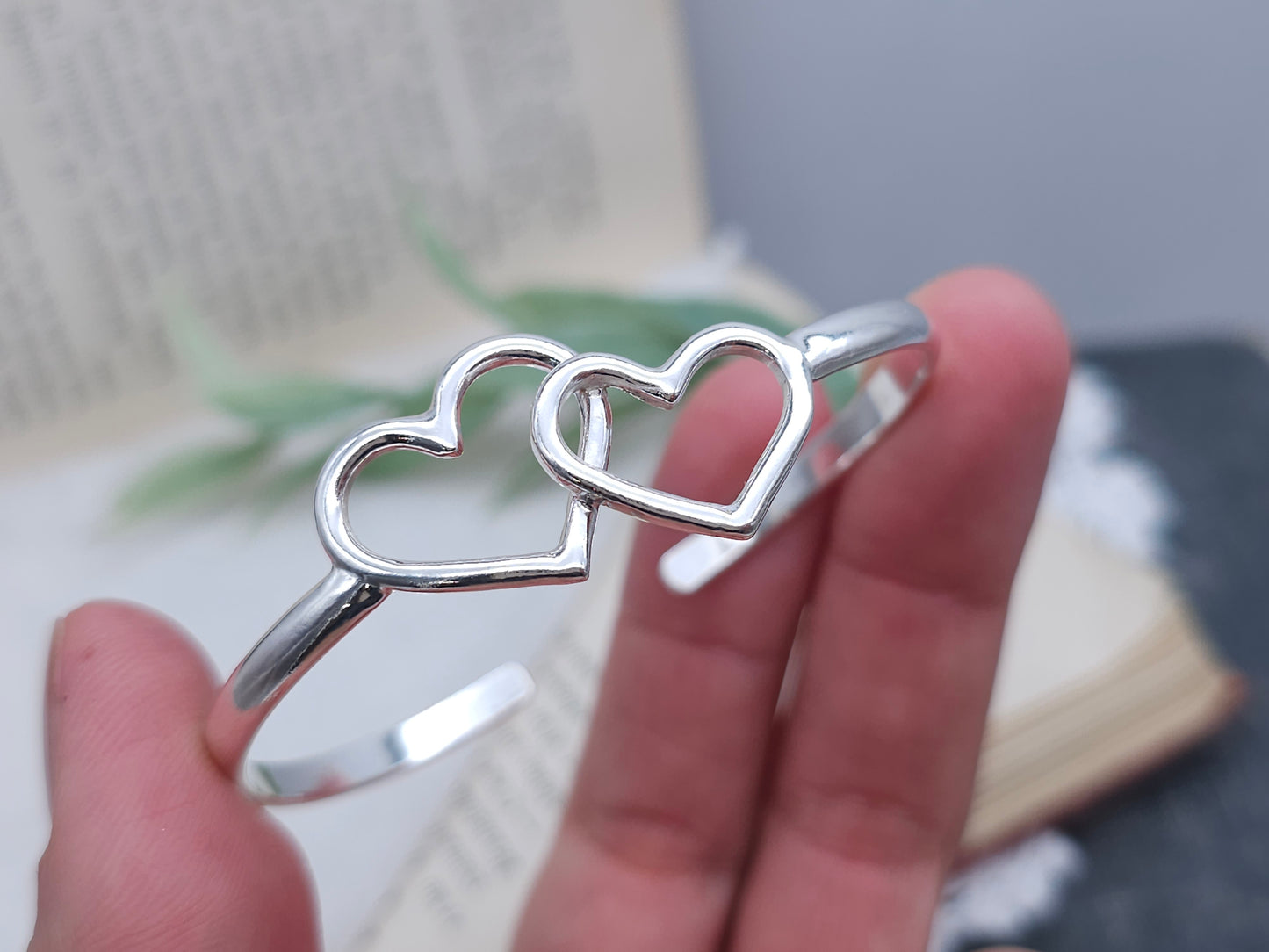 Sterling Silver Double Heart Cuff