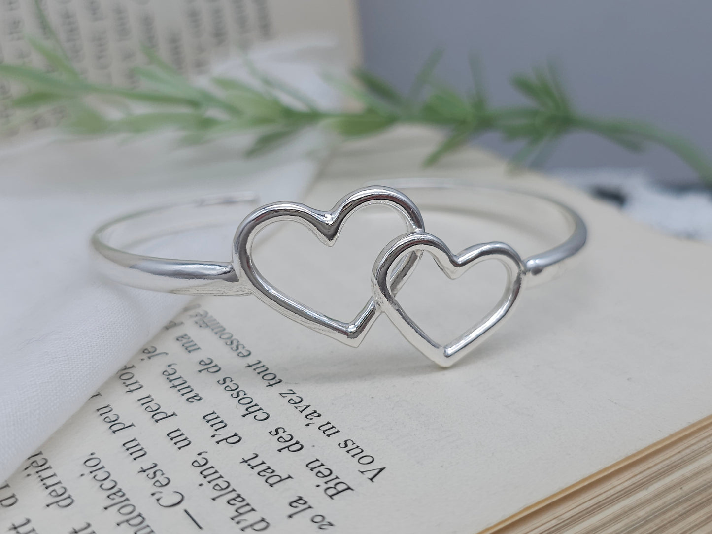 Sterling Silver Double Heart Cuff