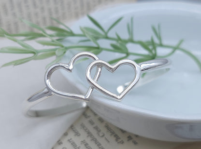 Sterling Silver Double Heart Cuff