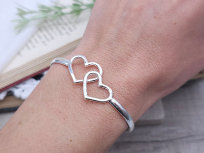 Sterling Silver Double Heart Cuff