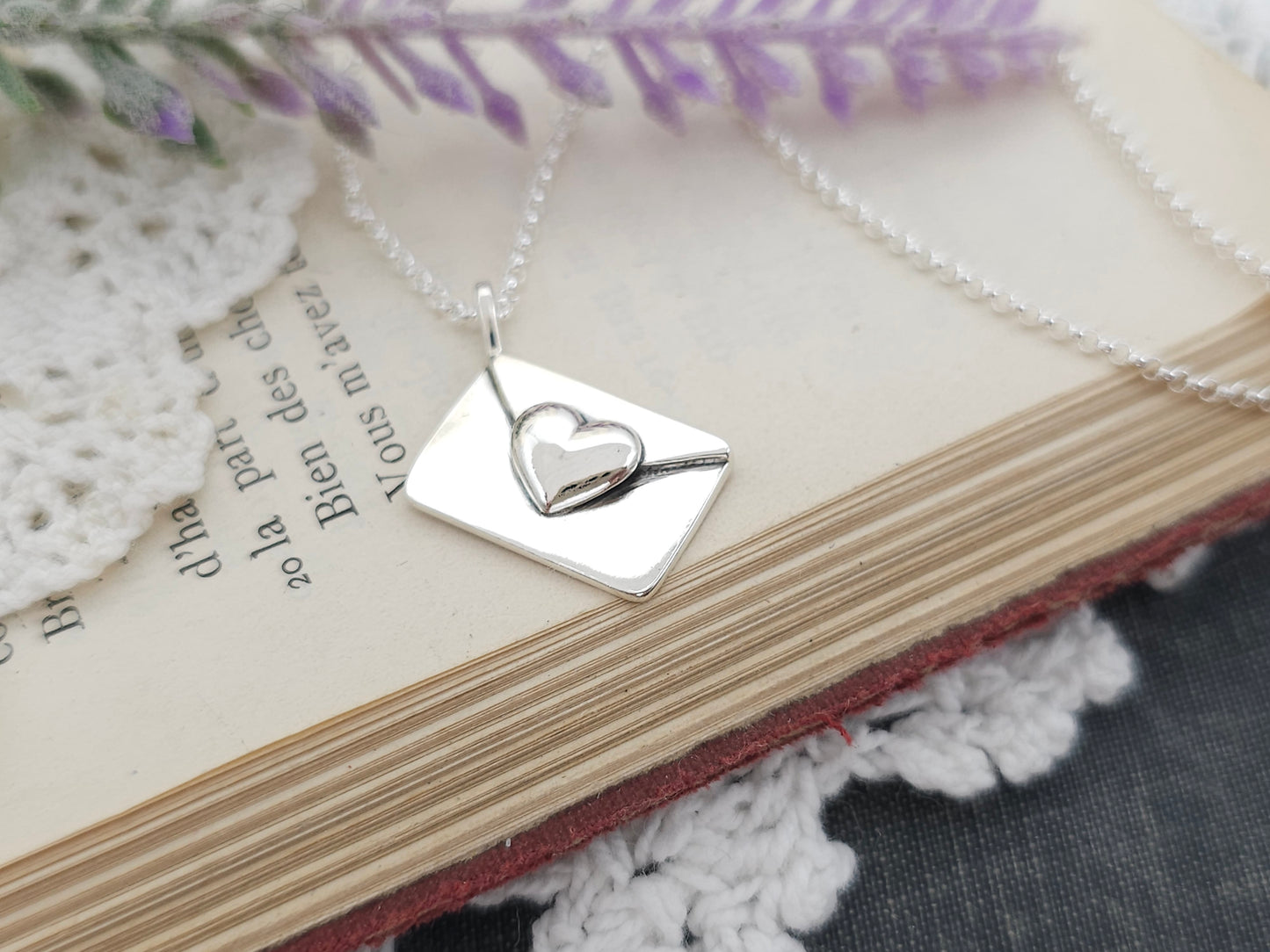 Sterling Silver Heart Envelope "Love Letter" Necklace