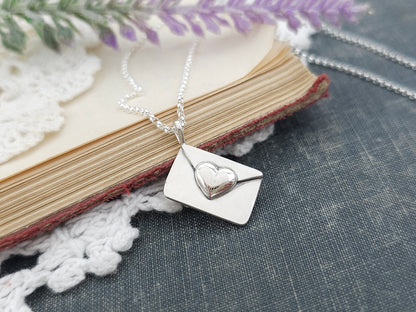 Sterling Silver Heart Envelope "Love Letter" Necklace