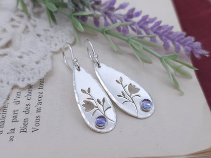 Sterling Silver and Tanzanite Floral Earrings