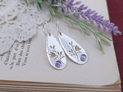 Sterling Silver and Tanzanite Floral Earrings