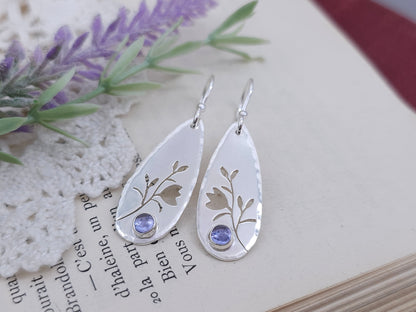 Sterling Silver and Tanzanite Floral Earrings