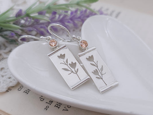 Sterling Silver and Morganite Floral Earrings