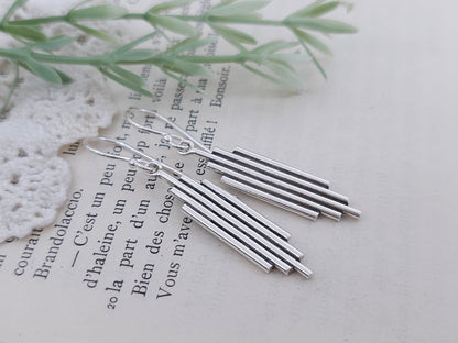 Sterling Modern Aztec Bar Earrings