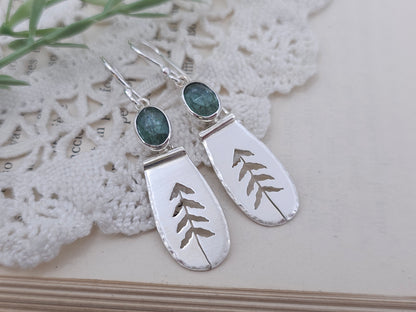 Sterling Silver & Kyanite Whimsical Pine Tree Earrings