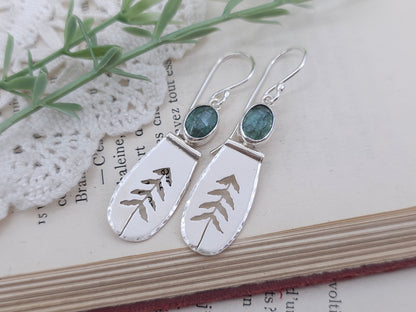 Sterling Silver & Kyanite Whimsical Pine Tree Earrings