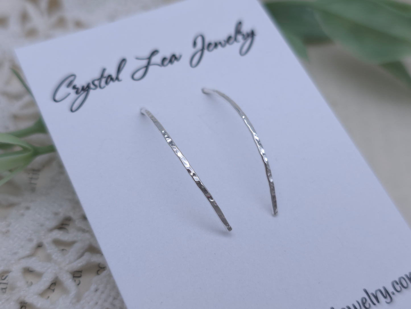 Sterling Silver Thin Hammered Threader Earrings