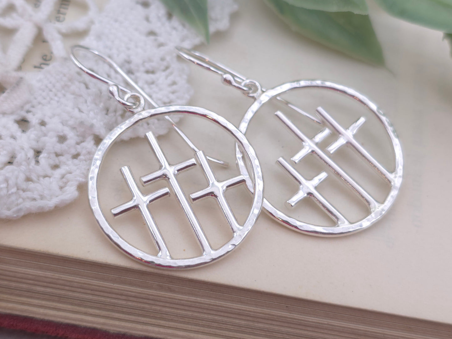 Sterling Silver "Calvary Hill" Cross Earrings