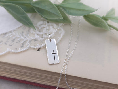 Sterling Silver Cross Tag Necklace
