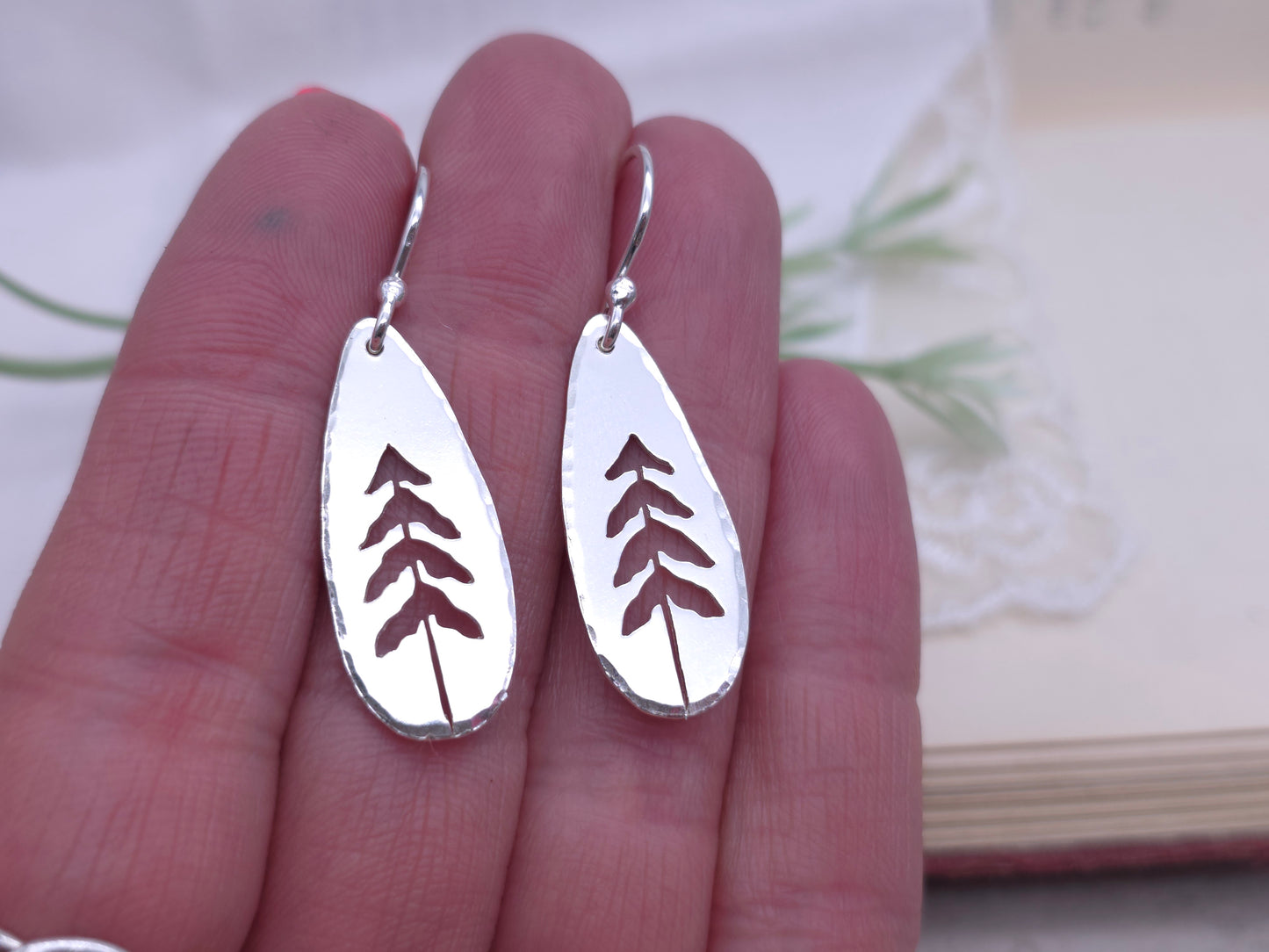 Sterling Silver Whimsical Pine Tree Earrings