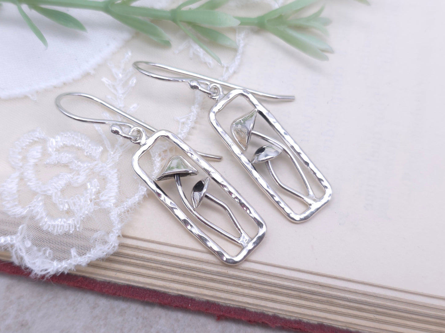 Sterling Silver Forager Mushroom Earrings