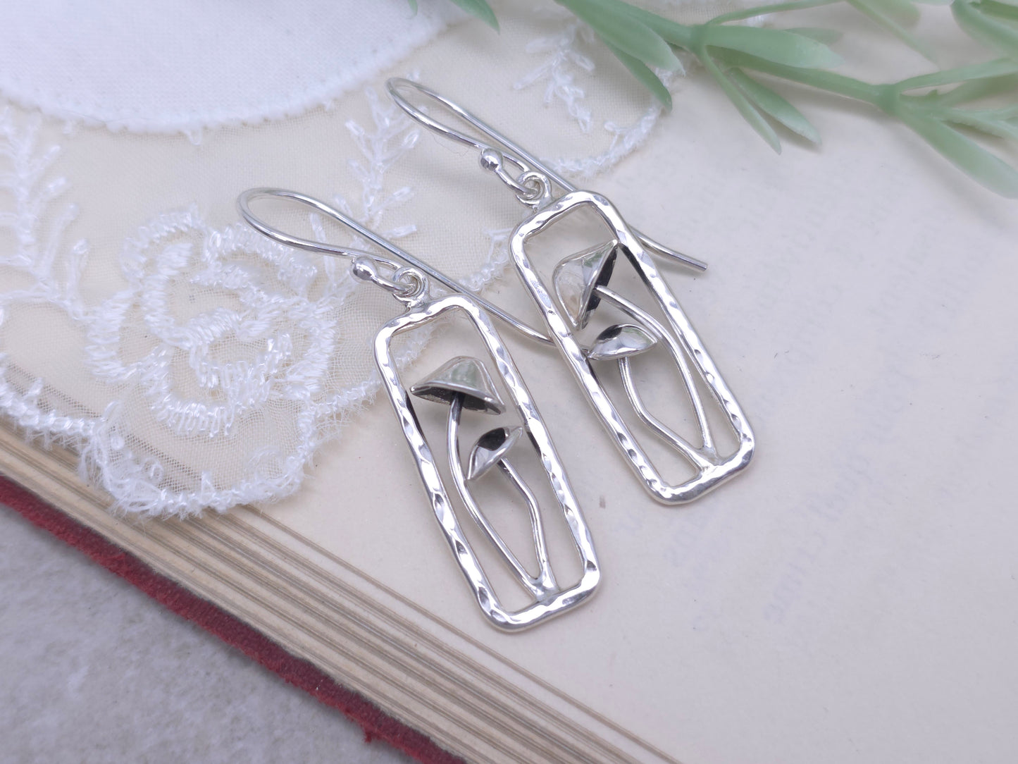 Sterling Silver Forager Mushroom Earrings