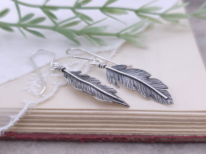 Sterling Silver Feather Earrings / Nature lover