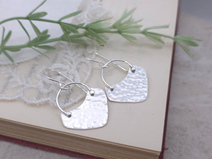 Sterling Hammered Shield Disc Earrings