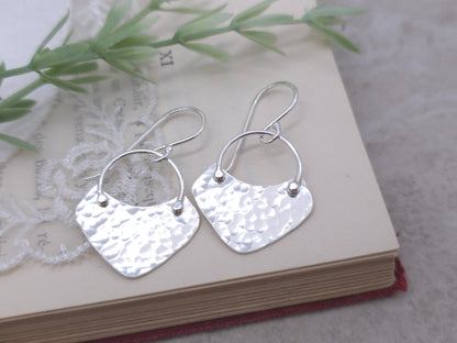 Sterling Hammered Shield Disc Earrings