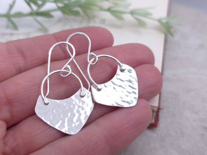 Sterling Hammered Shield Disc Earrings