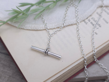 Sterling Silver Toggle Bar Pendant Necklace