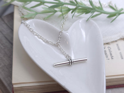 Sterling Silver Toggle Bar Pendant Necklace