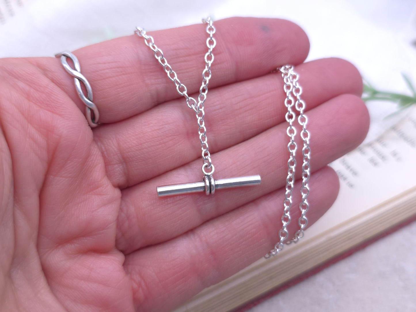 Sterling Silver Toggle Bar Pendant Necklace