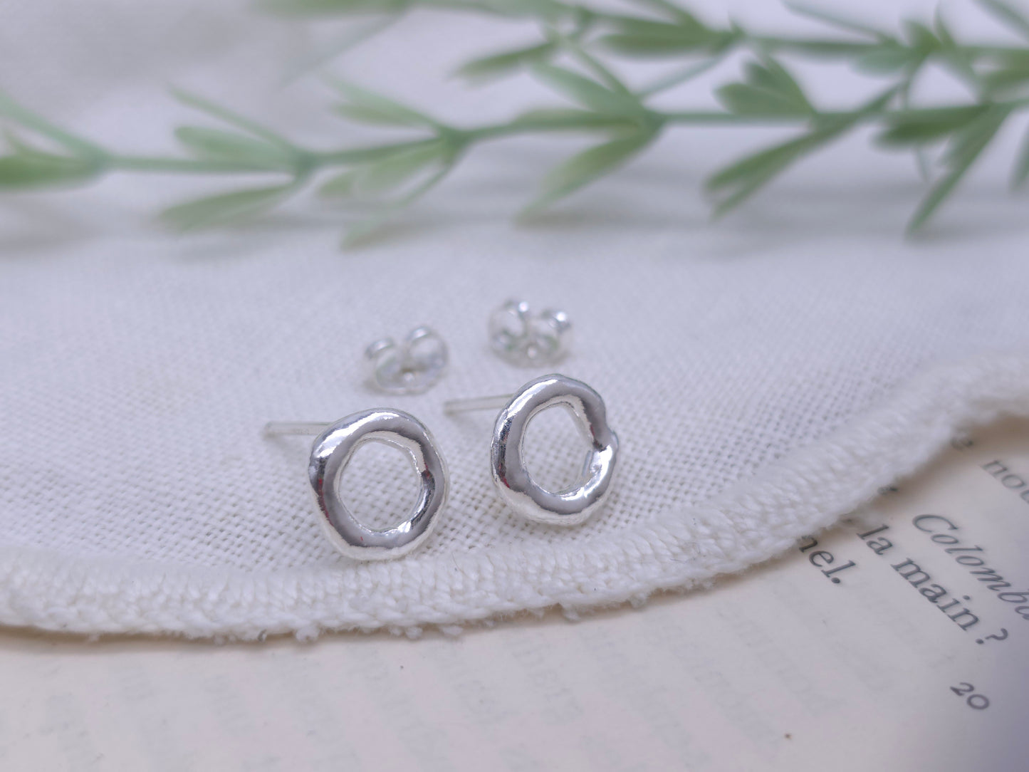 Sterling Silver Molten Circle Studs