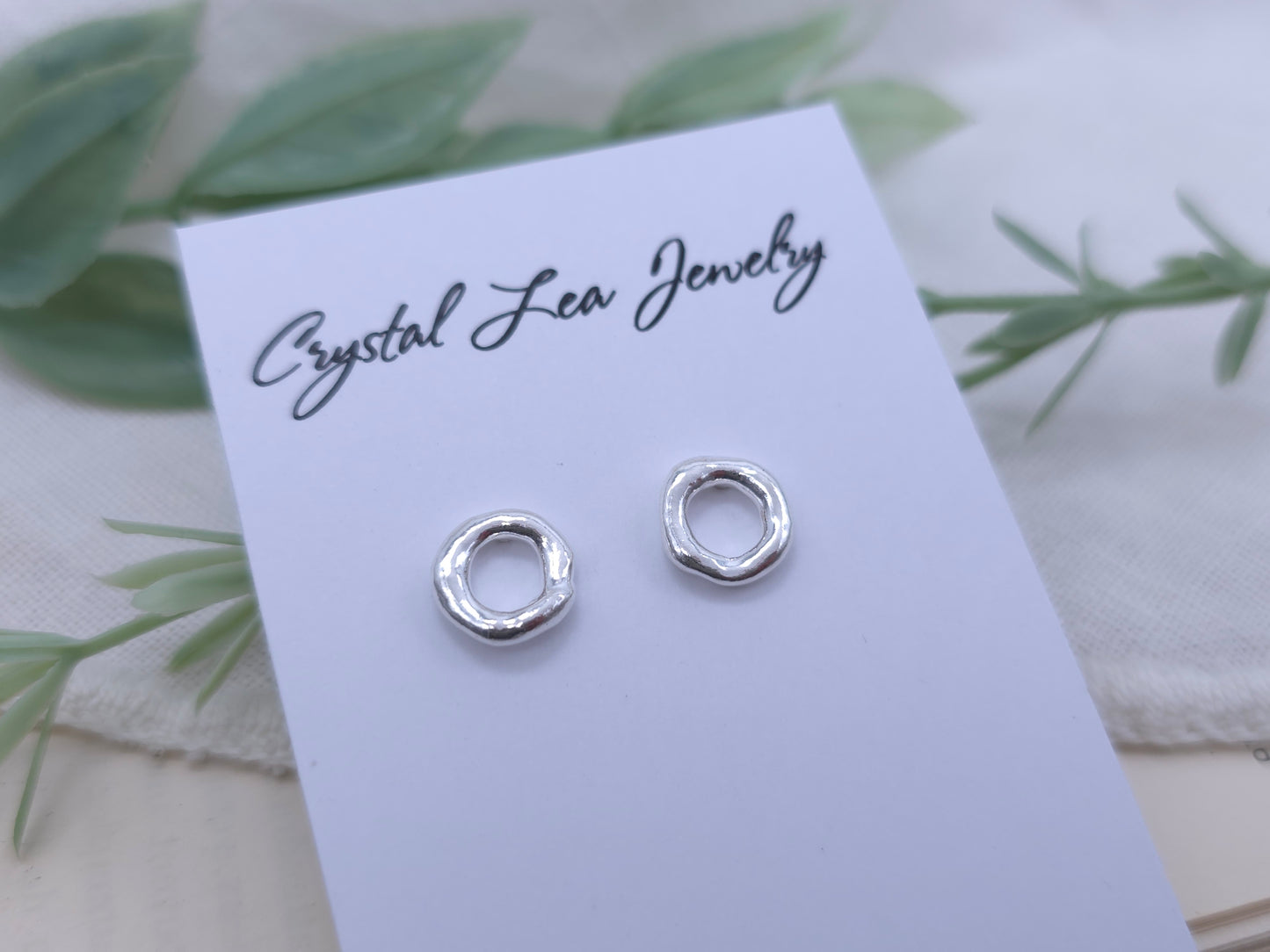 Sterling Silver Molten Circle Studs