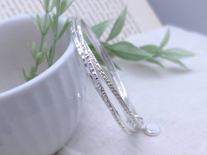 Sterling Silver Intertwined Bangle Set