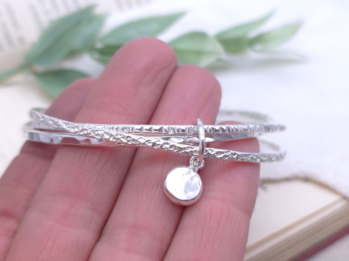 Sterling Silver Intertwined Bangle Set