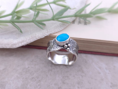 Sterling Silver & Bluejay Turquoise Ring Size 6 1/2